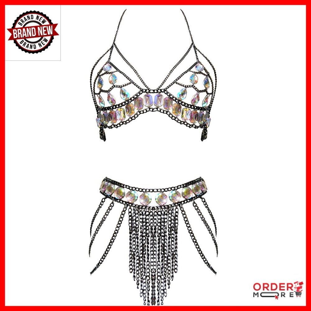 Adjustable Alloy Body Chain with Crystal Details, 5 Inches